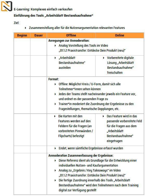 Anleitung für eine Praxisübung