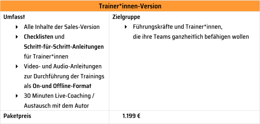Preisliste Trainer*innen-Version